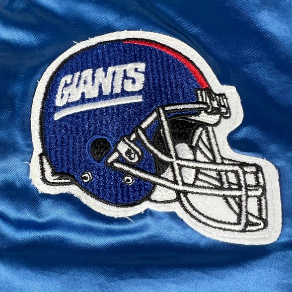 VTG 90s Chalkline NFL New York Giants Satin Jacket Adult Medium Blue Button Snap - Picture 4 of 13